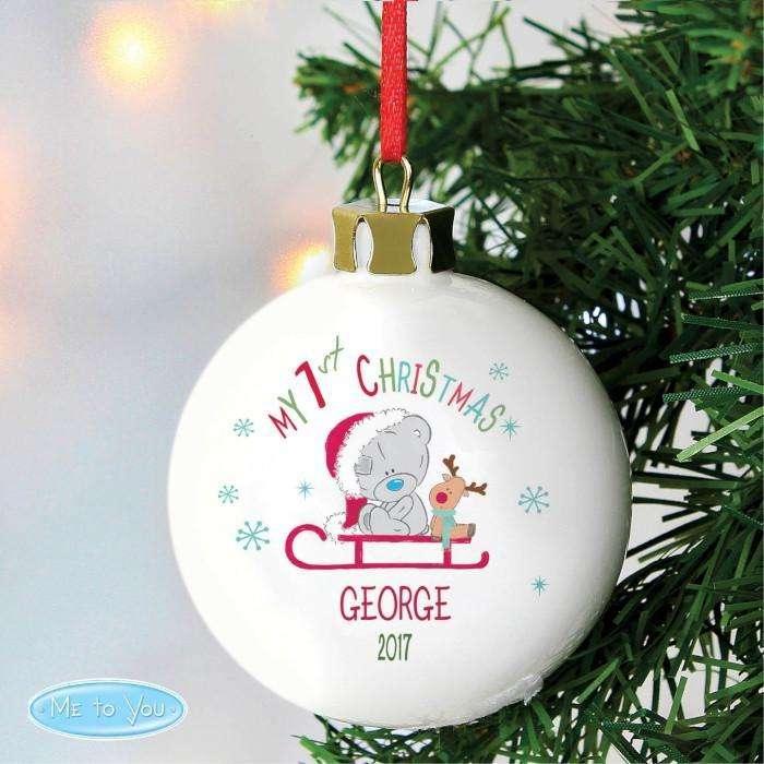 Personalised Tiny Tatty Teddy My 1st Christmas Sleigh Bauble - Myhappymoments.co.uk