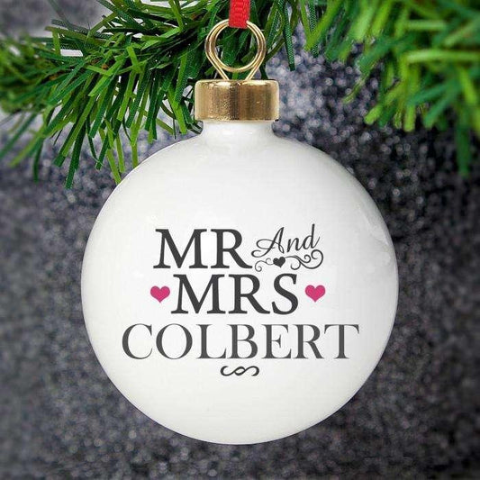 Personalised Mr & Mrs Bauble - Myhappymoments.co.uk