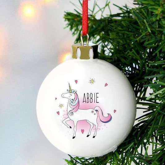 Personalised Unicorn Bauble - Myhappymoments.co.uk