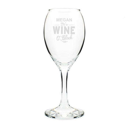 Personalised Wine O'Clock Engraved Wine Glass - Myhappymoments.co.uk