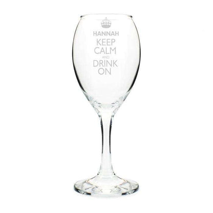 Personalised Keep Calm Engraved Wine Glass - Myhappymoments.co.uk