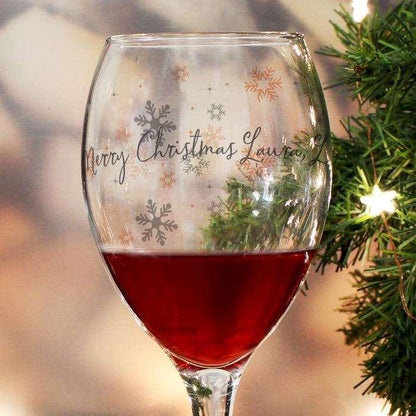 Personalised Snowflake Design Wine Glass - Myhappymoments.co.uk