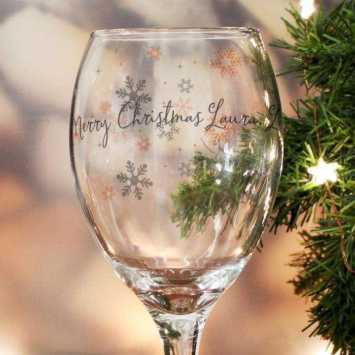 Personalised Snowflake Design Wine Glass - Myhappymoments.co.uk