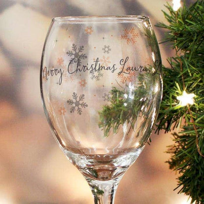 Personalised Snowflake Design Wine Glass - Myhappymoments.co.uk