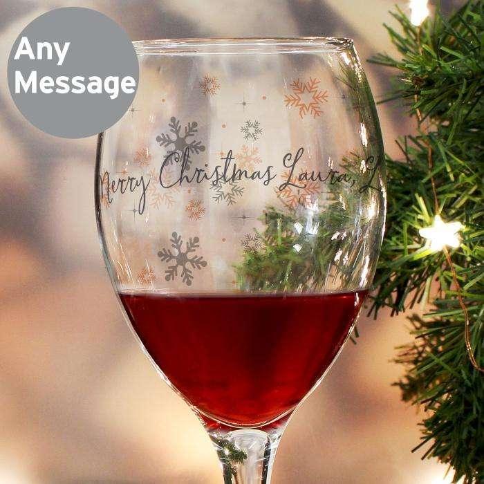 Personalised Snowflake Design Wine Glass - Myhappymoments.co.uk