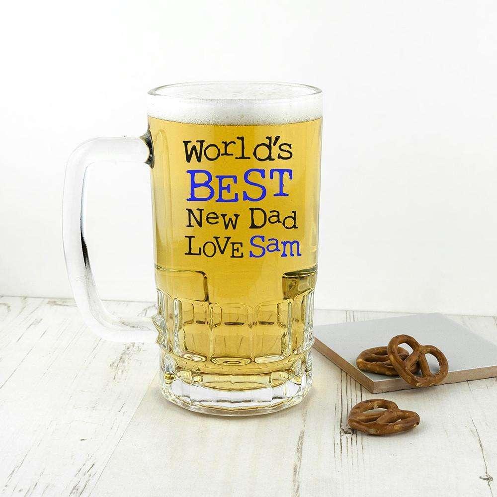 World's Best New Dad Glass Tankard - Myhappymoments.co.uk