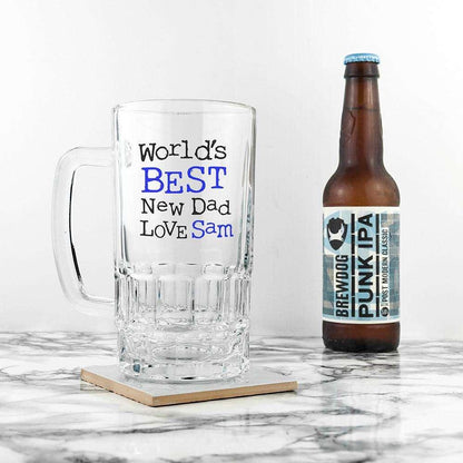 World's Best New Dad Glass Tankard - Myhappymoments.co.uk