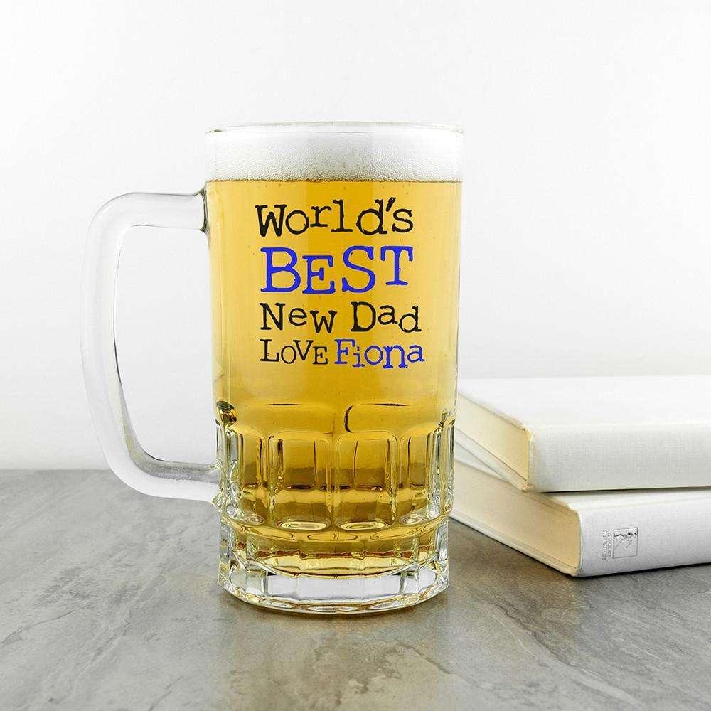 World's Best New Dad Glass Tankard - Myhappymoments.co.uk