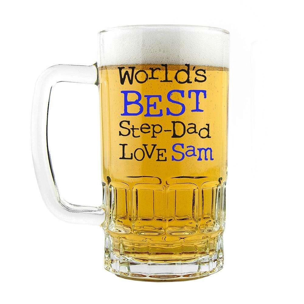 World's Best Step-Dad Glass Tankard - Myhappymoments.co.uk