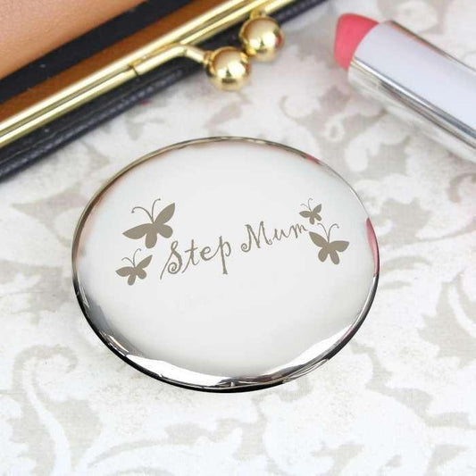 Step Mum Round Compact Mirror - Myhappymoments.co.uk