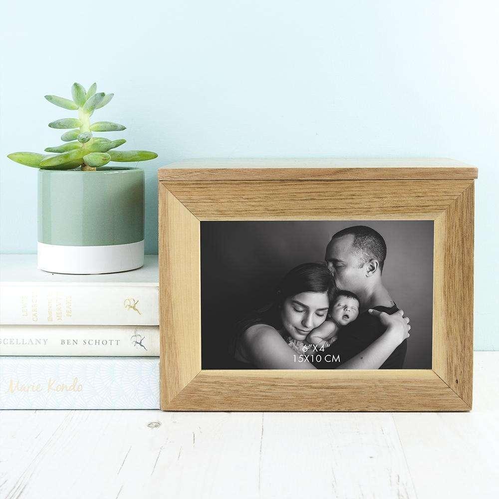 Personalised Thank You Mum Midi Oak Photo Cube Keepsake Box - Myhappymoments.co.uk