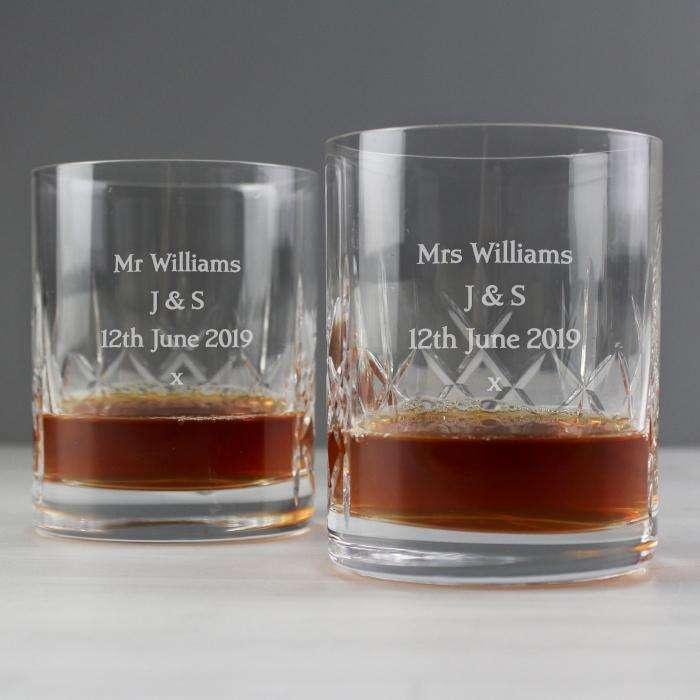 Personalised Pair of Crystal Whisky Glasses - Myhappymoments.co.uk