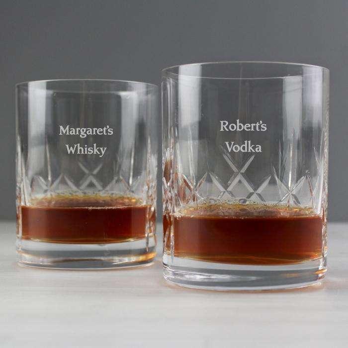 Personalised Pair of Crystal Whisky Glasses - Myhappymoments.co.uk