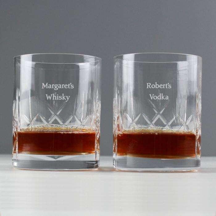 Personalised Pair of Crystal Whisky Glasses - Myhappymoments.co.uk