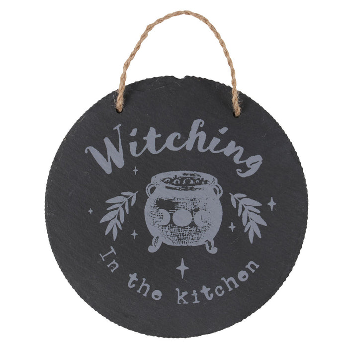 Witching In The Kitchen Slate Hanging Sign