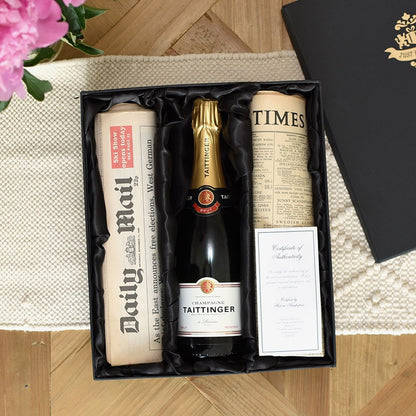 Double Newspaper & Taittinger Champagne Anniversary Gift Set