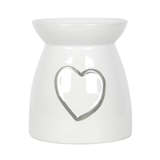 White Oil Burner With Grey Painted Heart