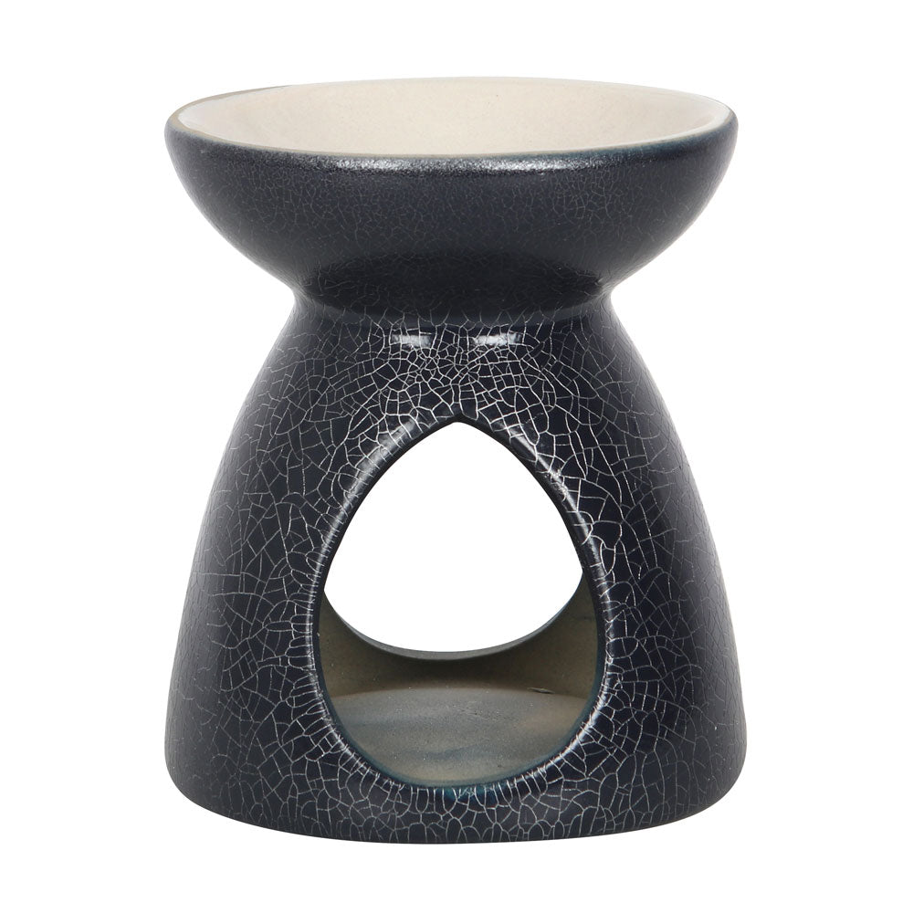 Navy Oil Burner With Grey Crackle Pattern