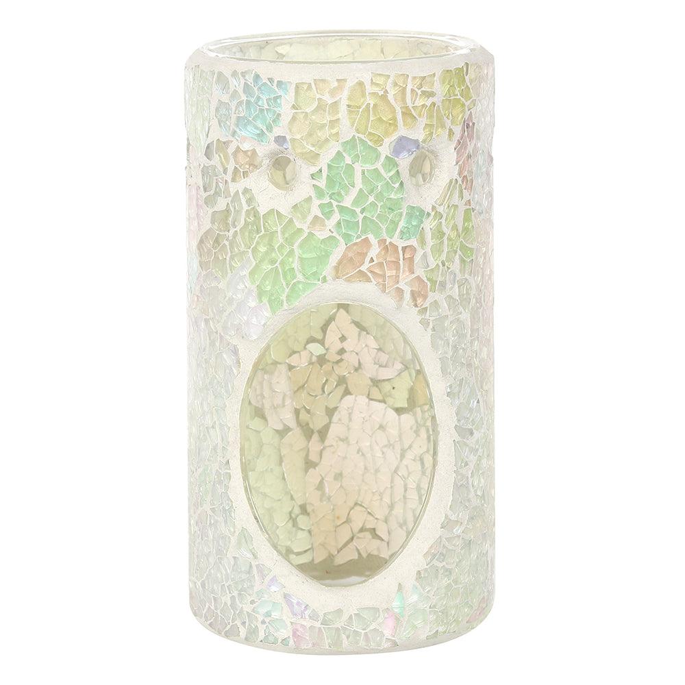 Pillar White Iridescent Crackle Oil Burner