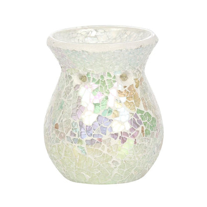 Small White Iridescent Crackle Oil Burner