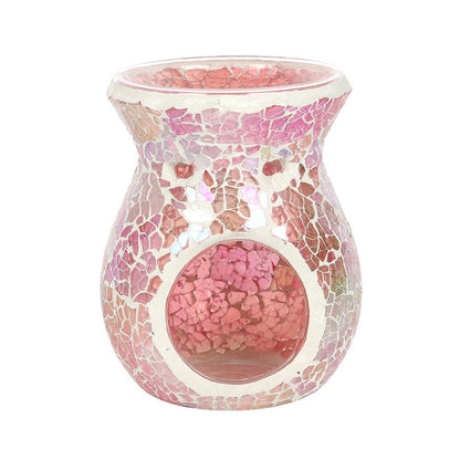 Small Pink Iridescent Crackle Oil Burner