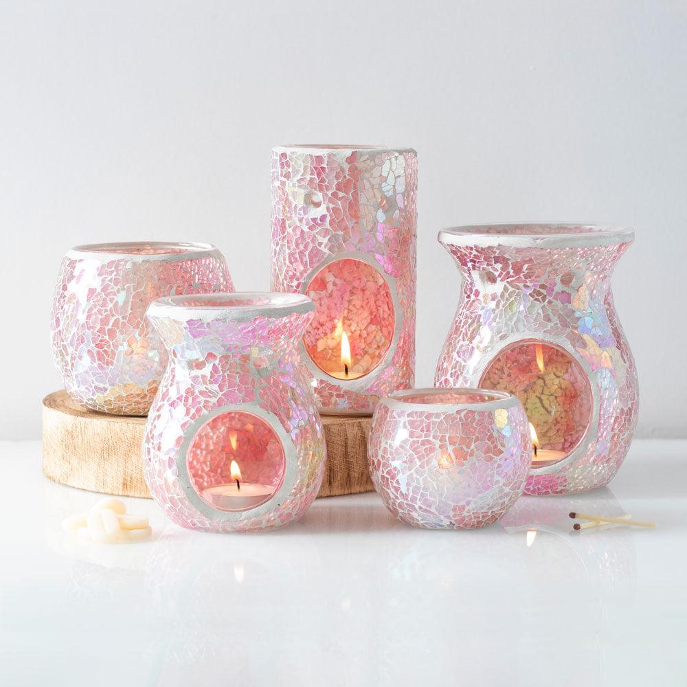 Small Pink Iridescent Crackle Oil Burner