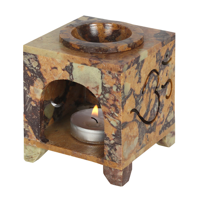 Carved Om Symbol Soapstone Oil Burner