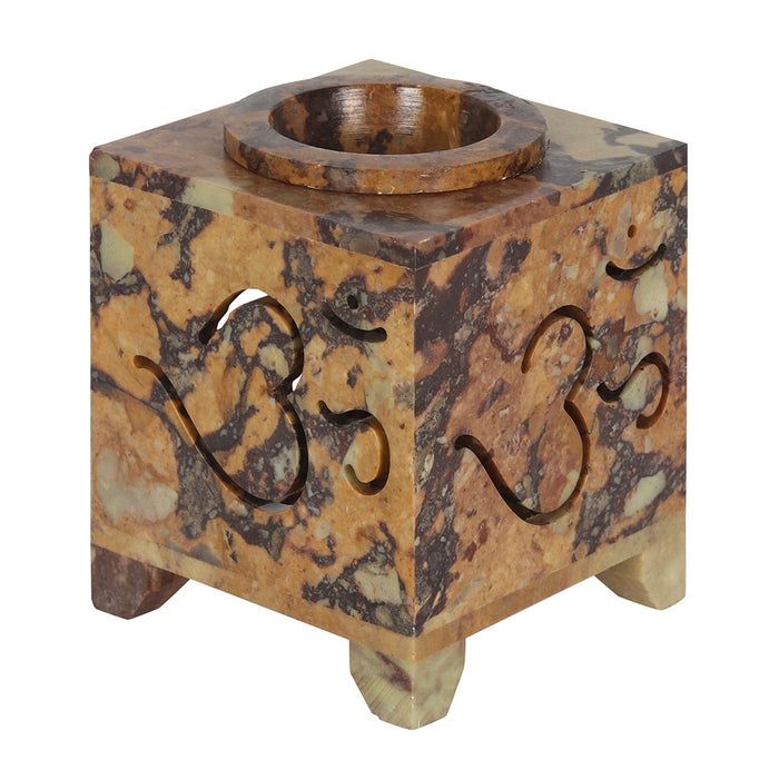 Carved Om Symbol Soapstone Oil Burner