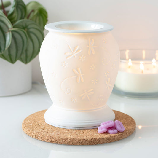 Dragonfly White Ceramic Electric Oil Burner