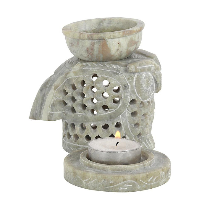 Carved Owl Soapstone Oil Burner