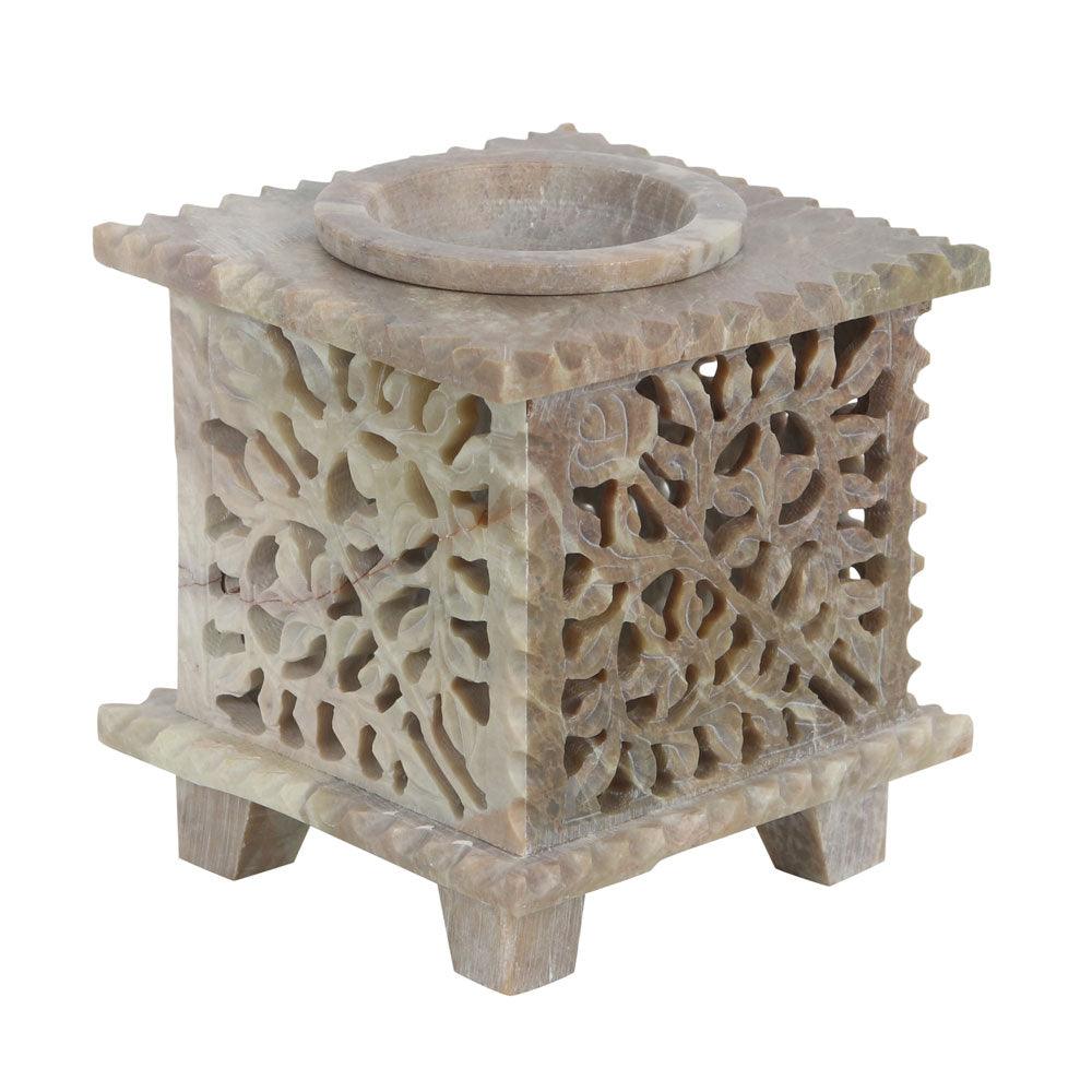 Carved Rose Soapstone Oil Burner