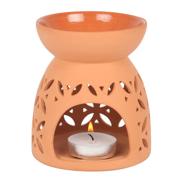 Geometric Cutout Terracotta Effect Oil Burner