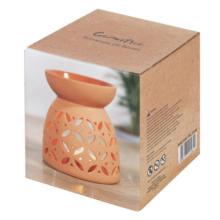 Geometric Cutout Terracotta Effect Oil Burner