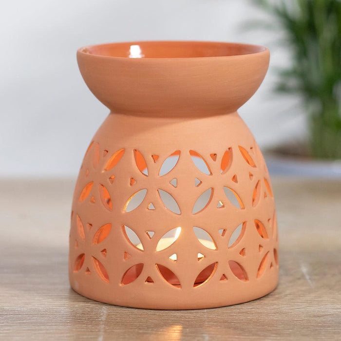 Geometric Cutout Terracotta Effect Oil Burner