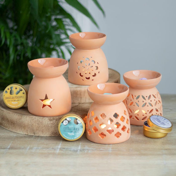 Geometric Cutout Terracotta Effect Oil Burner