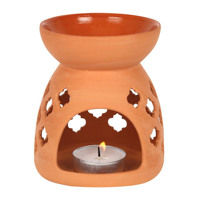 Quatrefoil Cut Out Terracotta Effect Oil Burner