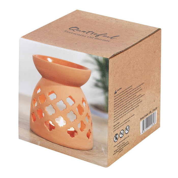 Quatrefoil Cut Out Terracotta Effect Oil Burner