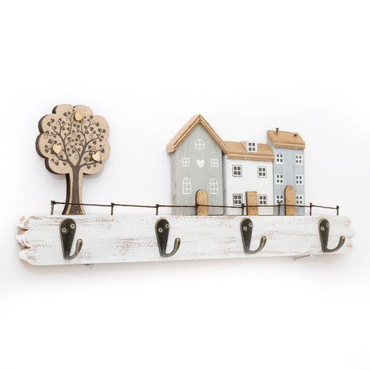 34cm Wooden House Scene Wall Hook