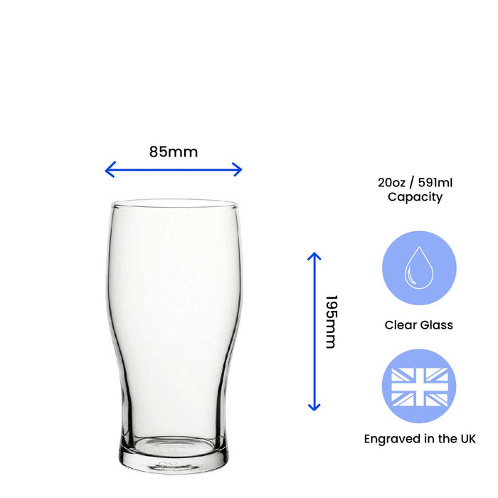 Happy 80th Birthday Modern Design - Engraved Novelty Tulip Pint Glass Image 3