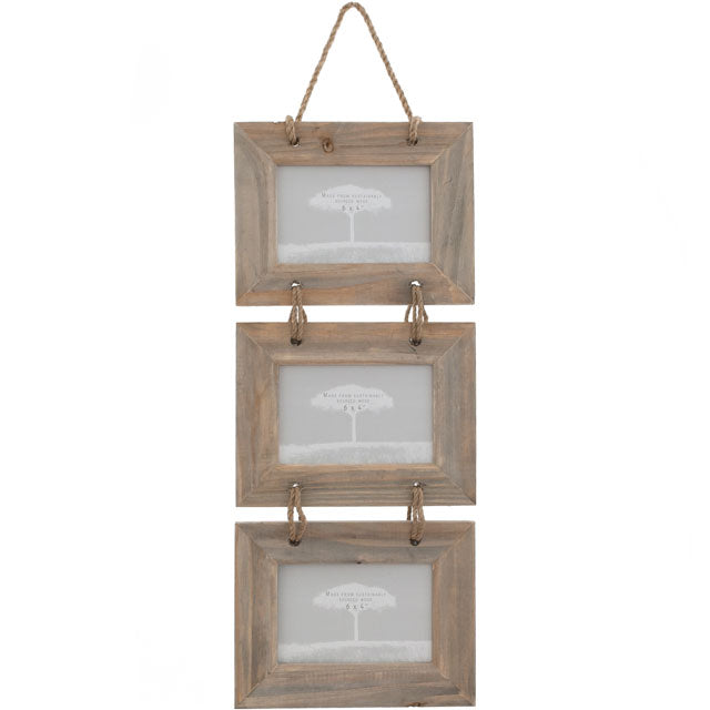 6x4 Driftwood Triple Landscape Photo Frame