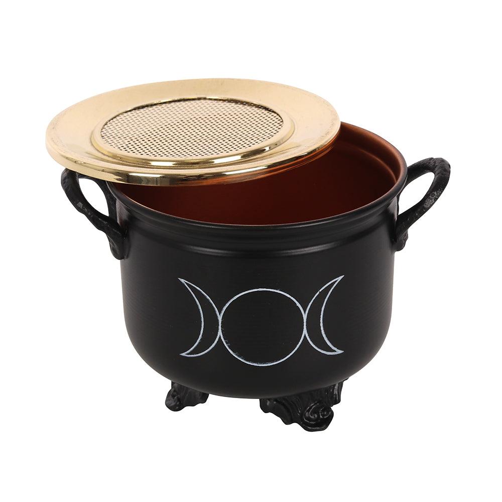 Triple Moon Cauldron Resin Incense Burner