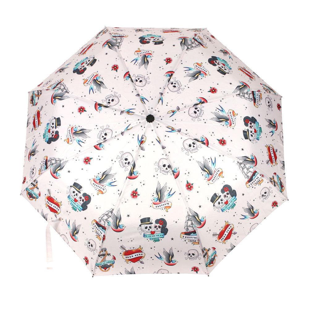 Tattoo Skull Print Travel Umbrella