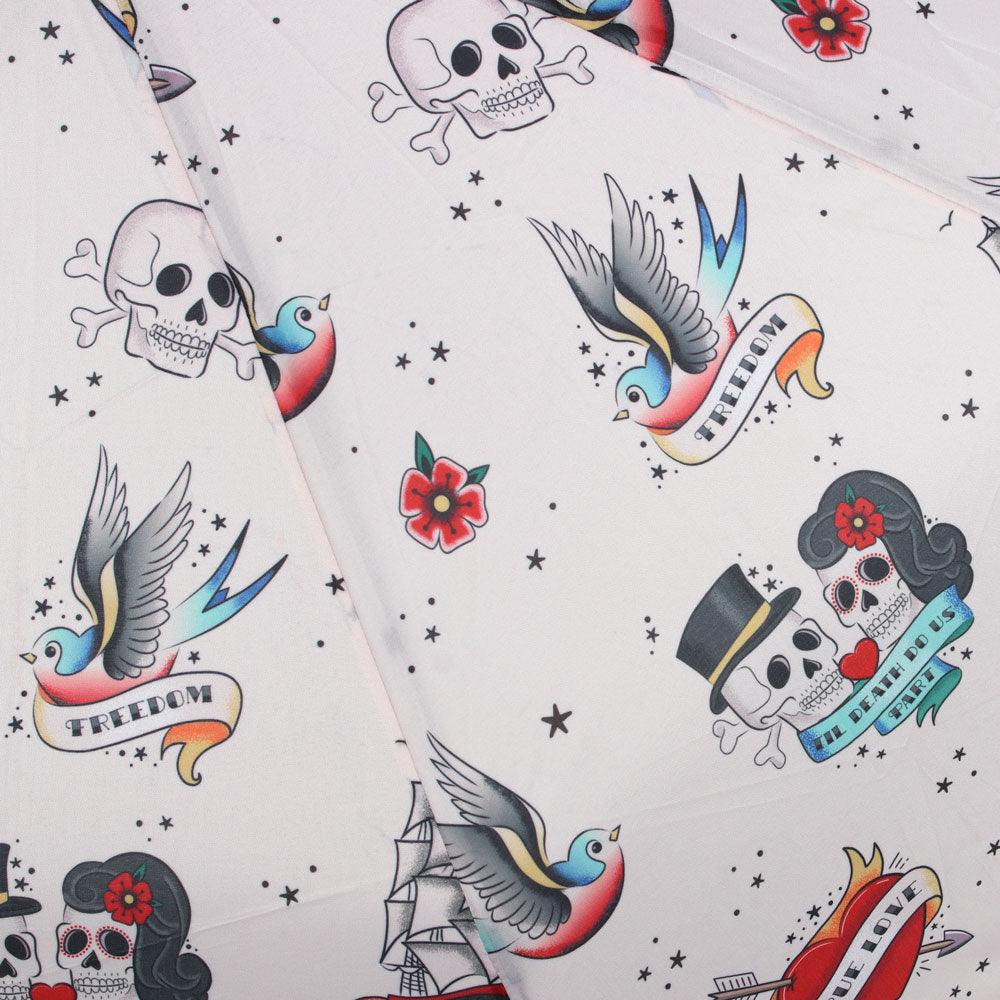 Tattoo Skull Print Travel Umbrella